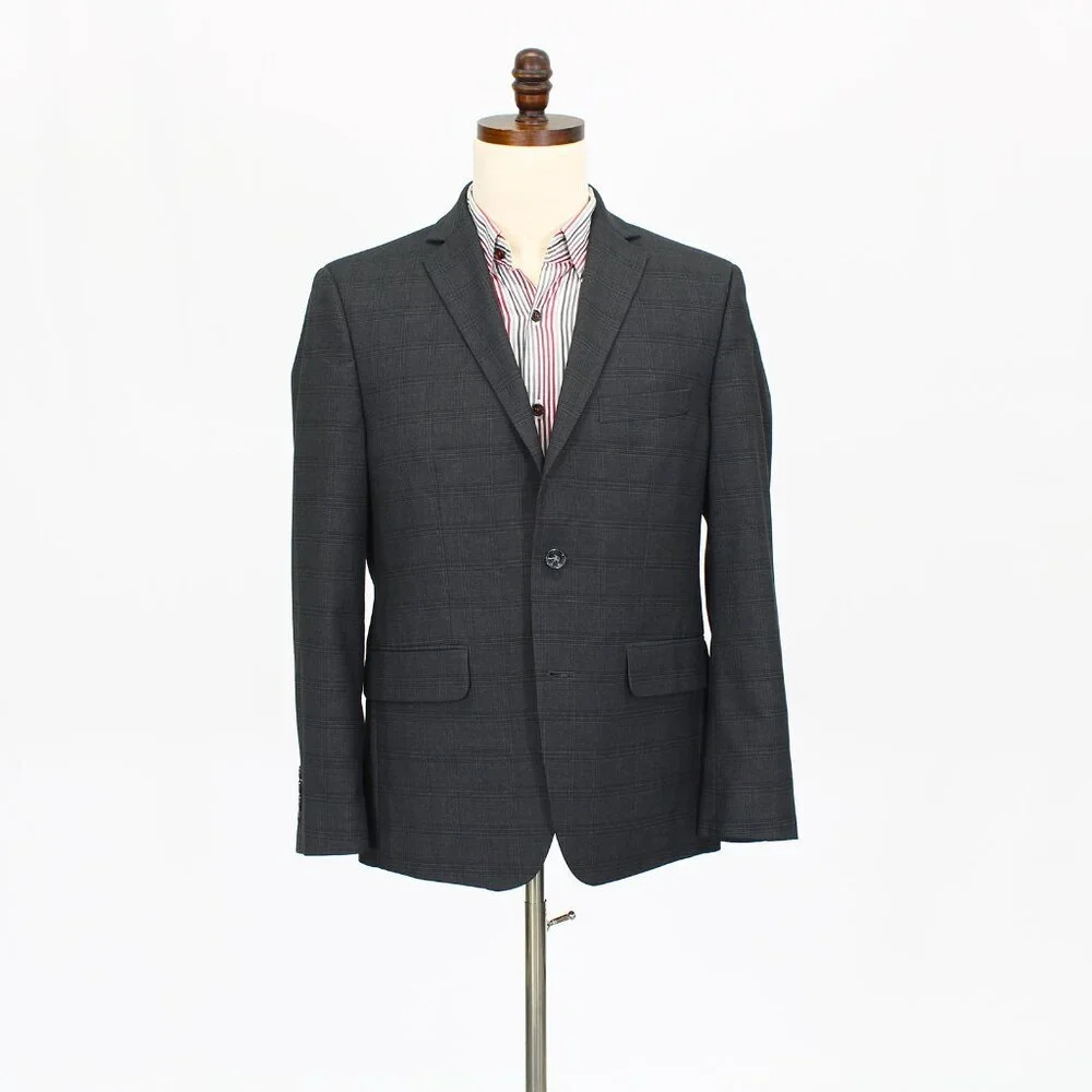 APT 9 40S Gray Check 2-Button Sport Coat Blazer Jacket P315